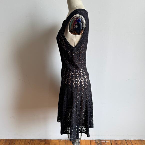 ALAÏA Black Eyelet Lace Fit-and-Flare Knee-length Dress - Picture 5 of 10